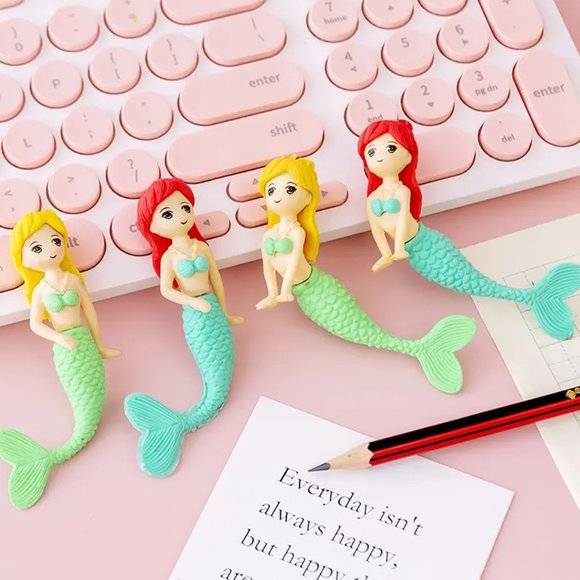 Mermaid Shape Cute Eraser Set for School Children - Picture 4 of 6